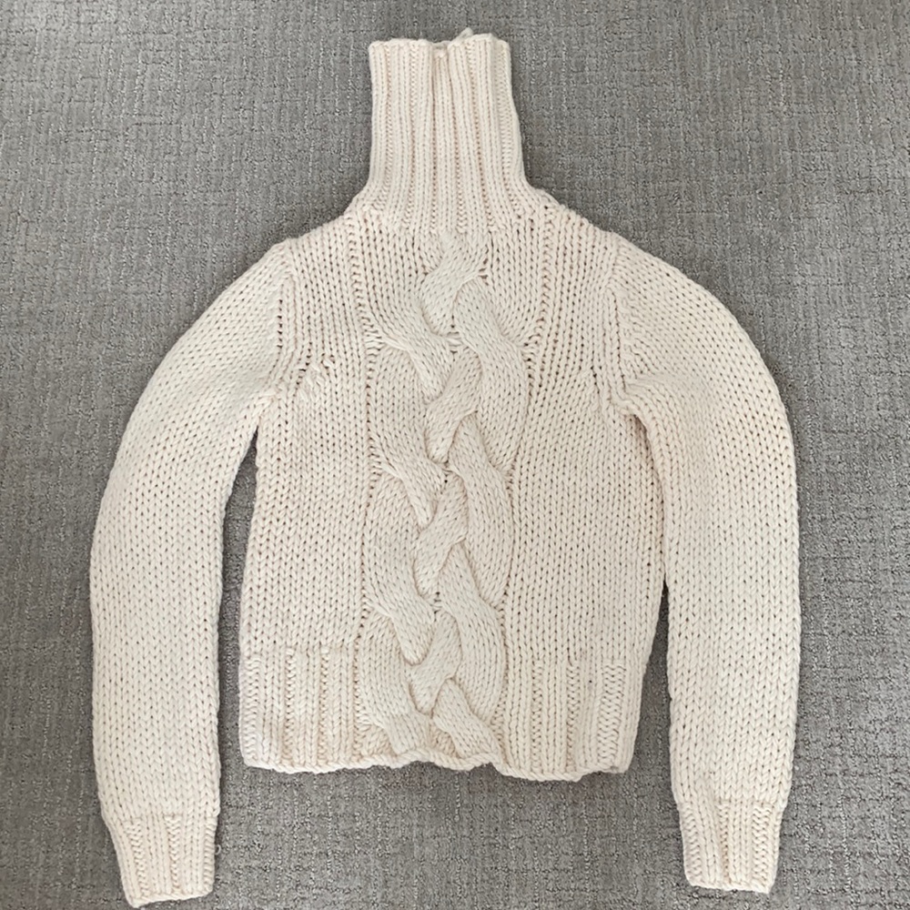 JCrew Cable Knit Chunky Sweater Ivory Small